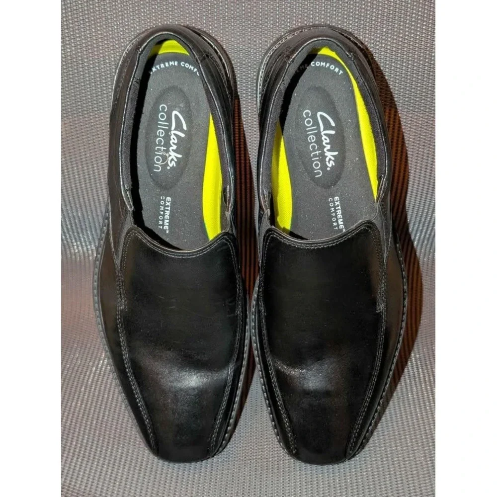 Clarks Collection Bolton Free II Black‎ Leather Loafers Men's Size 8 M